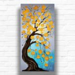 Golden Flower Tree Paint by Number – Extra Large Vertical Canvas Wall Art