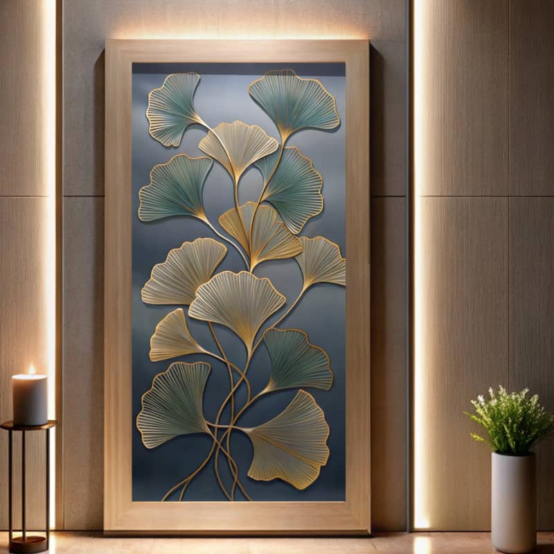 Golden Ginkgo Leaves Paint by Numbers Kit – Large Botanical Canvas Art