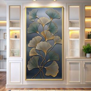 Golden Ginkgo Leaves Paint by Numbers – Large Botanical Canvas Art