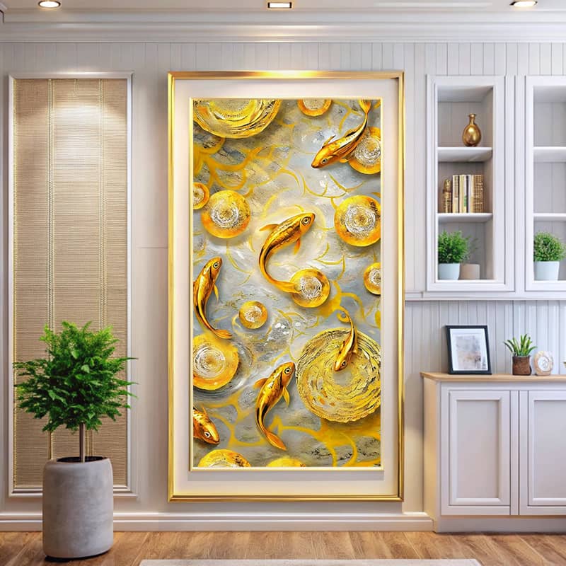 Golden Koi Fish Paint by Numbers Kit – Extra Large Canvas Pond Art
