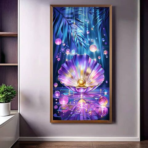 Golden Pearl in Shell Paint by Numbers – Large Scale Canvas Ocean Art