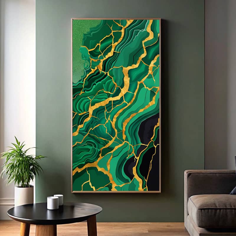 Green Marble Art Large Paint by Number Kit - Abstract Stone Texture