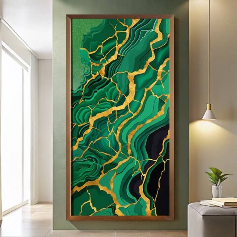 Green Marble Art Large Paint by Numbers - Abstract Stone Texture