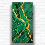 Green and Gold Marble Paint by Numbers Kit - Large Abstract Canvas Art