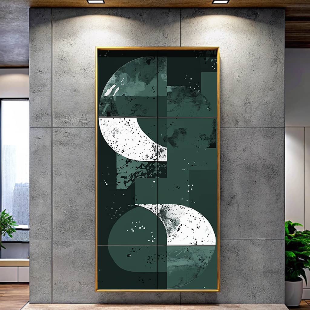 Grey White Geometric Abstract Art Paint by Number – Large Vertical Canvas