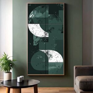 Grey White Geometric Abstract Art Paint by Numbers – Large Vertical Canvas