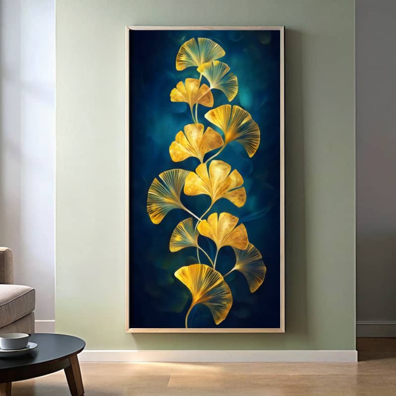 Japanese Ginkgo Leaves Paint by Number Kit – Large Canvas Botanical Wall Decor
