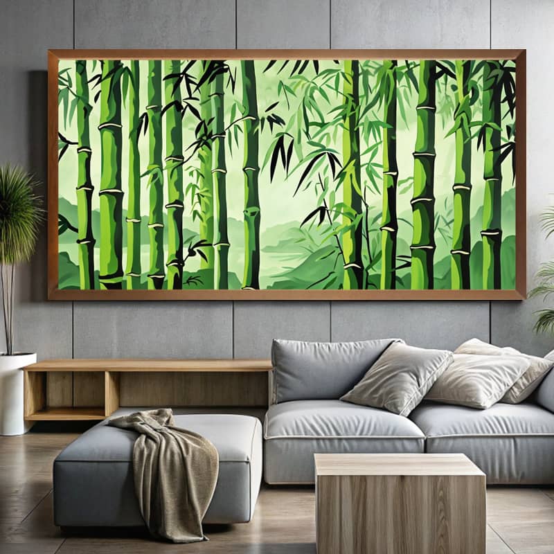 Large Bamboo Wall Art – Paint by Numbers Kit Big Canvas for Zen Home Decor