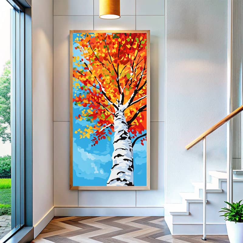 Large Birch Tree Painting on Large Size Canvas – Paint by Numbers Kit