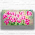 Large Pink Tulips Paint by Number – Large Size Horizontal Canvas Art