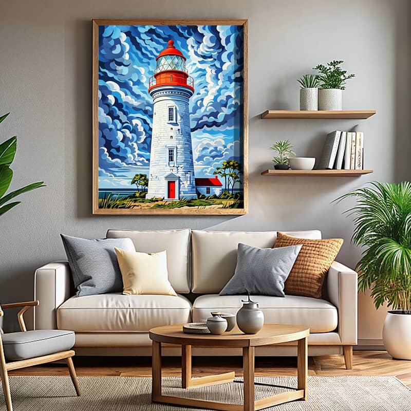 Lonely Lighthouse at Sea - Paint by Number