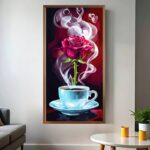 Morning Coffee with Rose Flower - Large Print Paint by Number