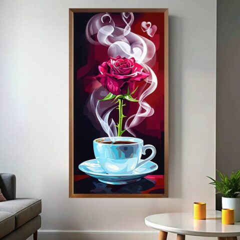 Morning Coffee with Rose Flower - Paint by Numbers Kit