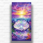Open Shell with Pearl Paint by Numbers Kit – Large Underwater Sunset Art