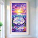 Open Shell with Pearl Paint by Numbers – Large Underwater Sunset Art