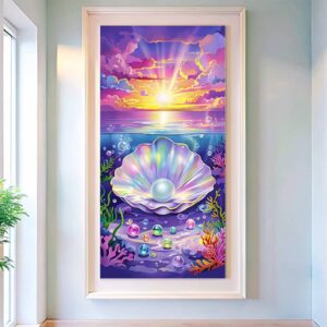 Open Shell with Pearl Paint by Numbers – Large Underwater Sunset Art