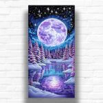 Pink Moon in the Sky Paint by Number – Huge Canvas Winter Landscape Art