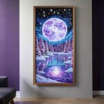 Pink Moon in the Sky Paint by Numbers – Huge Canvas Winter Landscape Art