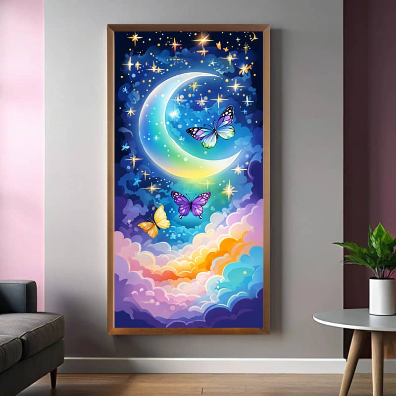 Rainbow Crescent Moon Paint by Numbers Kit – Large Canvas Art