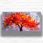 Red Trees in Fall Paint by Number Kit - Large Horizontal Canvas Artwork