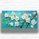 Small White Flowers on Branches Paint by Number - Giant Canvas Art