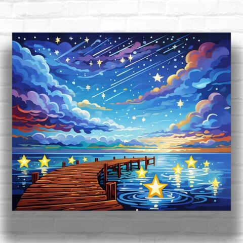 Star Rain Paint by Numbers Kit – Cartoon Starry Night