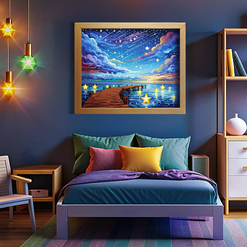 Star Rain Paint by Numbers – Cartoon Starry Night