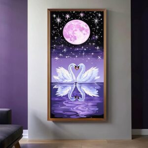 Two White Swans at Night - Large Format Paint by Numbers