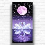 Two White Swans at Night - Large Paint by Number Kit