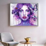 Watercolor Girl Face And Butterflies - Abstract Paint by Number Kits