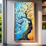 White Blossom Tree Abstract - Large Paint by Numbers for Seniors