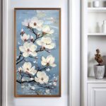 White Branch Flowers Paint By Numbers - Extra Large Canvas Floral Art