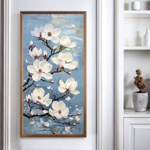 White Branch Flowers Paint By Numbers - Extra Large Canvas Floral Art