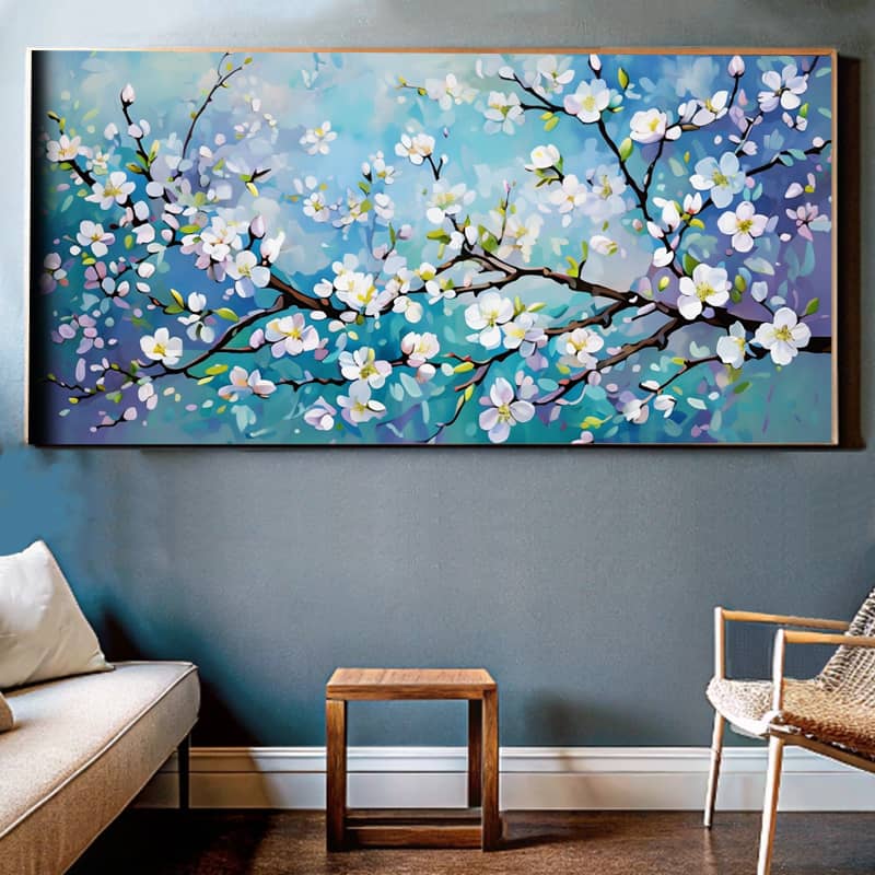 White Flower Branches Paint By Numbers Kit – XXL Canvas Wall Art