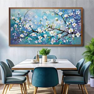 White Flower Branches Paint By Numbers – XXL Canvas Wall Art