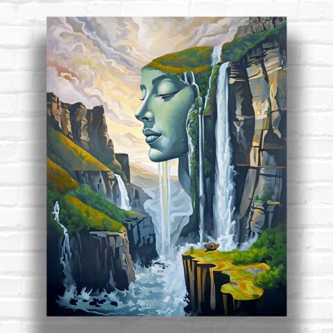 White Hair Waterfall - Modern Abstract Paint by Numbers