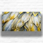 White and Gold Feathers Paint by Number - Extra Large Canvas