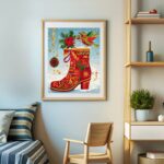 Christmas Boot Holiday Magic - Folk Art Paint by Numbers
