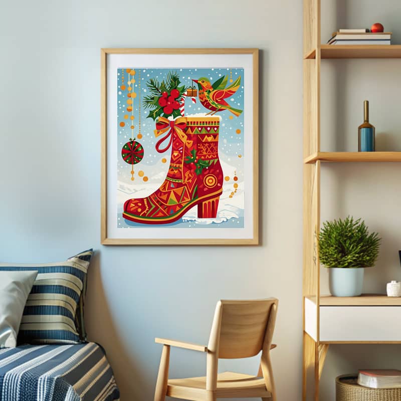 Christmas Boot Holiday Magic - Paint by Number
