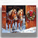 Christmas Horse Stable - Christmas Scene Paint by Numbers