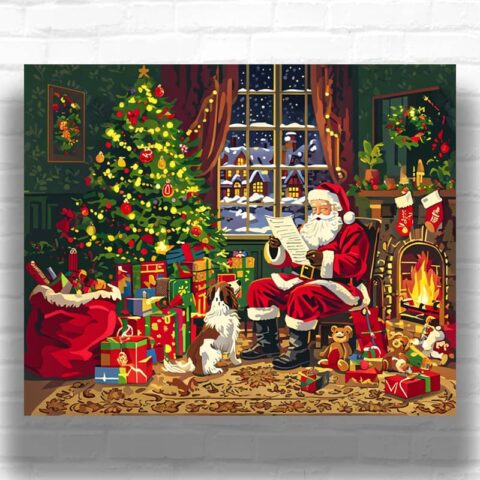 Father Christmas Fireplace - Paint by Numbers
