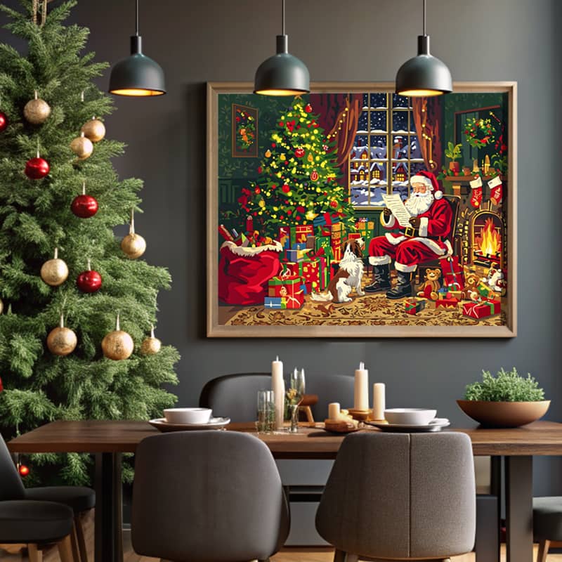 Father Christmas Fireplace - Paint by Numbers Kit