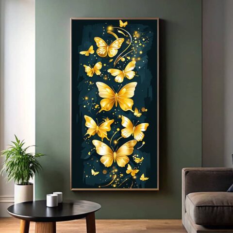Golden Butterfly Elegance Paint by Numbers – Large Canvas for Home Decor