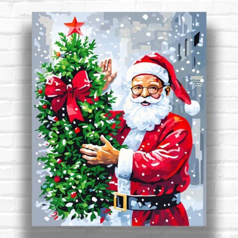 Santa Claus and Christmas Tree - Paint by Numbers
