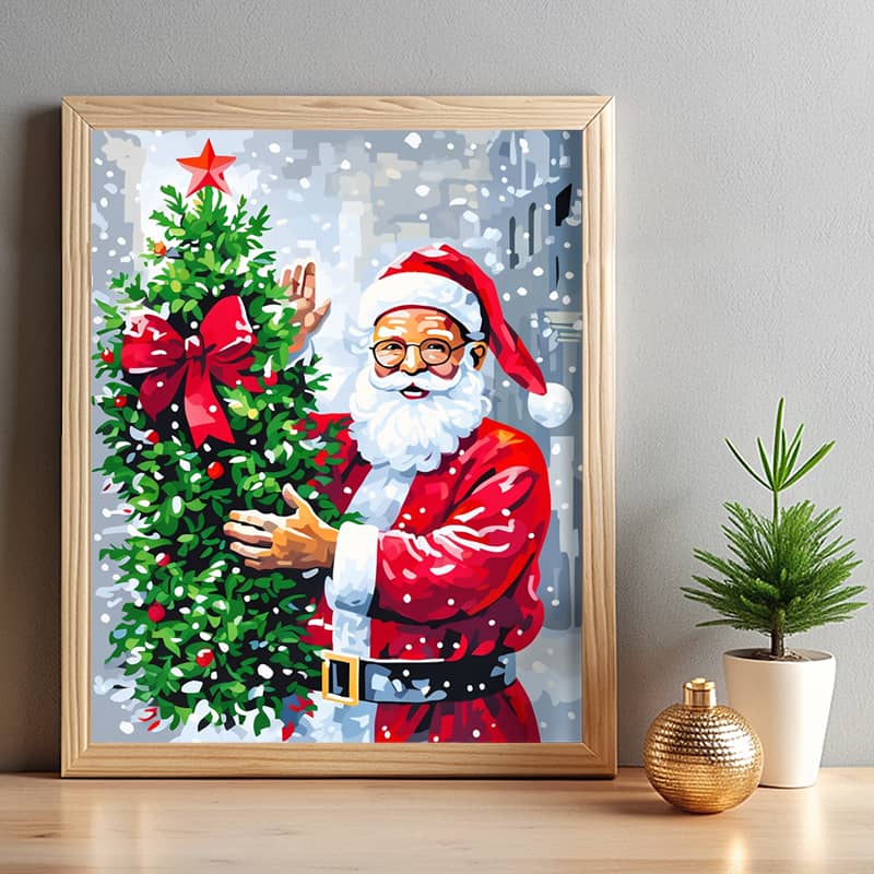 Santa Claus and Christmas Tree - Paint by Numbers Kit