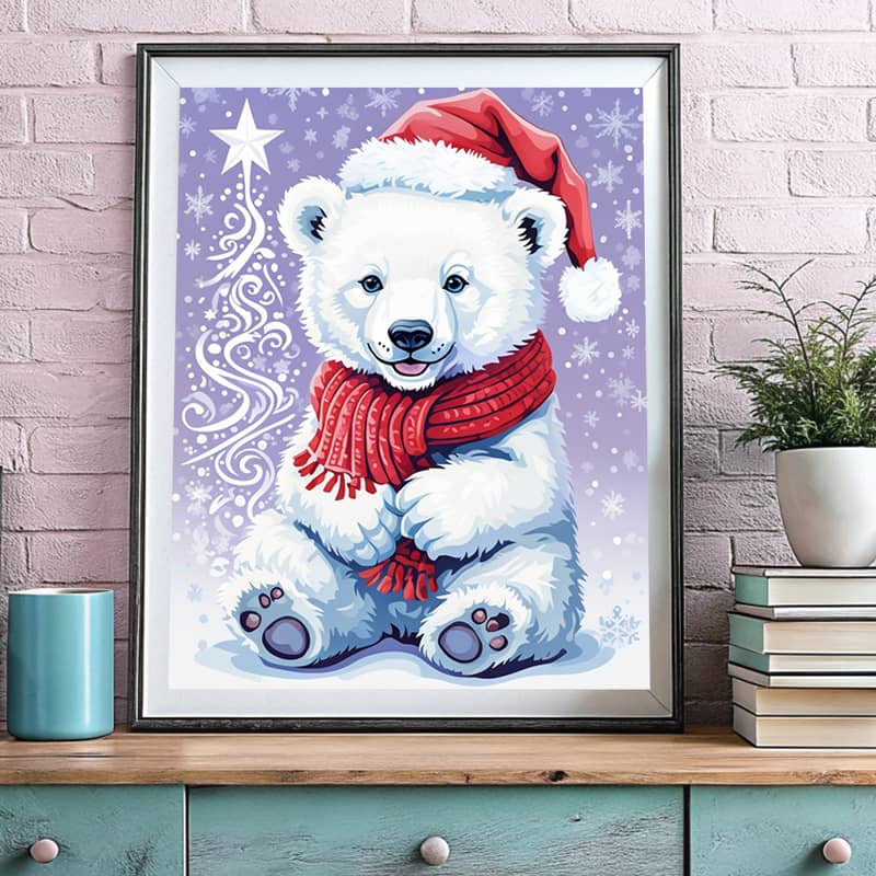 Santa Polar Bear - Paint by Numbers Kit