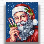 Santa with Candy Cane - Paint by Numbers