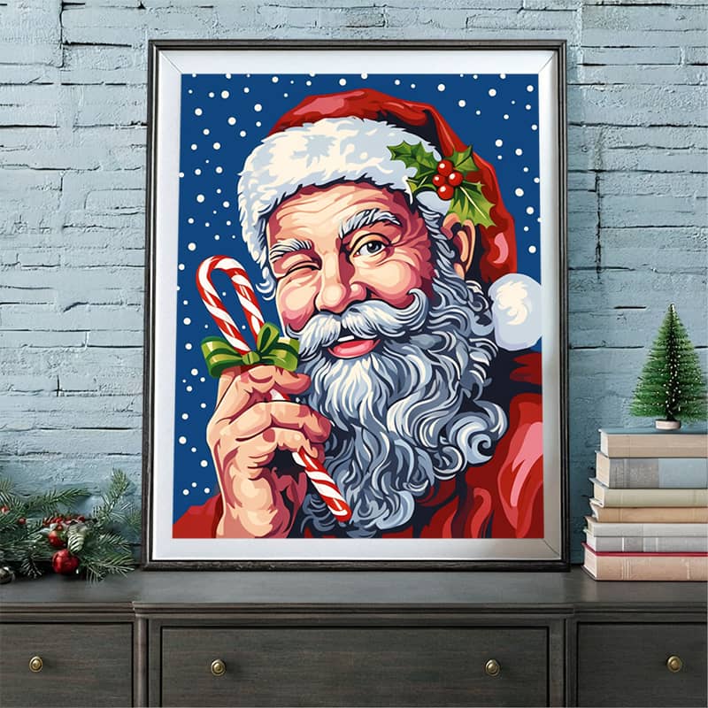Santa with Candy Cane - Paint by Numbers Kit