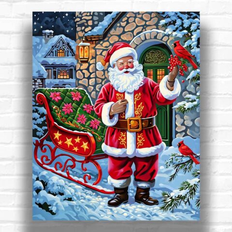 Santa with Cardinal - Paint by Numbers