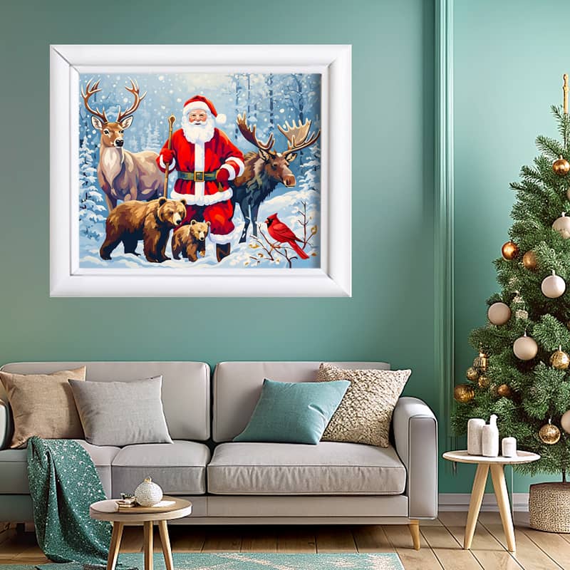 Santa with Woodland Animals - Paint by Number Kit